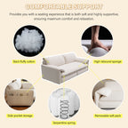  Queen Sleeper Sofa Bed, Convertible Loveseat Pull Out Sofa Couch with Pillow Arm/Side Pockets, Beige