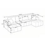  132" U-Shaped Chenille Cloud Sectional Sofa, Boneless Modular Couch with Cup Holders & Side Pockets, No Assembly Compressed Living Room Sofa, Black