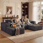 Cubente 108" Sectional Couch, Cloud Sofa, Boneless Couch No Assembly Required Modular Couch U-shaped Couch for Living Room