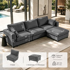Hvoonc 115" Modular Sectional Sofa for Living Room, Chenille L Shaped Couch with Storage Ottoman, 21.3" Deep Seat, Washable Covers, Dark Gray