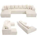  130" Boneless Couch, Modern Couches for Living Room, U-Shaped 4-Seat Modular Sofa with Chaise, Oversized, No Assembly, White