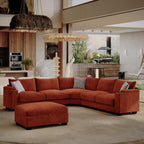 ZX Design 107.1" L-Shaped Modular Sectional Sofa, 6-Seater Deep Seat Couch with Storage Ottoman, Console, USB Type-C & Cup Holders for Living Room