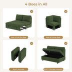  Sectional Sofa with Storage Seat L Shaped Couch with Reversible Chaise Convertible Sectional Couches for Living Room, Green