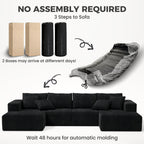137" U-Shaped Sectional Sofa with Chaise, Modular Cloud Sectional Couch with Deep Seat for Living Room, Modern Boneless Couch with Back Cushion, Pillow, Ottoman, No Assembly Required, Corduroy Fabric