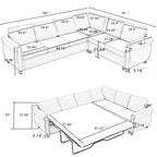  Sectional Sofa, Pull Out Sofa Bed Queen Size, 6 Seat Sofa Couch Convertible Sleeper Sofa Bed for Living Room Gray