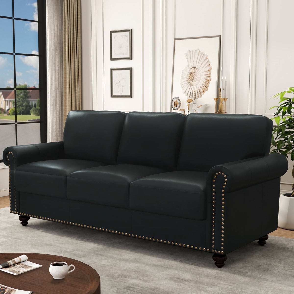 SOLIA 3-Seat Modular Sectional Sofa Couch Faux Leather