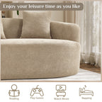 Wiilayok 106.5"Modern Chenille Sofa,Curved Sofa with Deep Seat,Cloud Compression Sofa Couch for Living Room,No Assembly,Light Brown