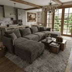  120" Modular Sectional Sofa U Shaped Cloud Couch with 2 Movable Ottomans, 6 Seat Polyester Sofa with Washable Removable Covers for Living Room, Dark Grey