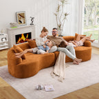 Timbernest 110" Curved Modular Sectional Sofa, 4 Seater Chenille Boneless Couch for Living Room, Playroom, Orange