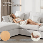 160" Cloud Couch Sectional for Living Room, Down Filled 4 Seater, Convertible Sofa Couch, White