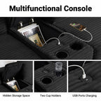 150" Modular Sectional Sofa Couch for Living Room, Corduroy Boneless Sofas, Oversized Modern Cloud Couch, U Shape Couches Deep Seat with USB Ports and Cup Holders, Black