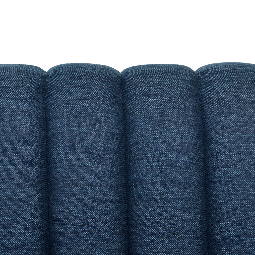Noble House Currie Fabric Channel Stitch 3 Seater Sofa, Navy Blue