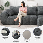  Sectional Sofa, 101" L-Shaped Modular Cloud Couch,Unique Chenille Fabric Couches and Sofas,Compression Sofa No Assembly Required(Deep Gray)