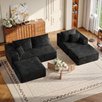 Pionex 108" Sectional Couch with Ottoman, Cloud Modular Boneless Couch, Deep Seat U-Shaped Sofa, Upholstered 3-Seater Sofas for Living Room, No Assembly Required