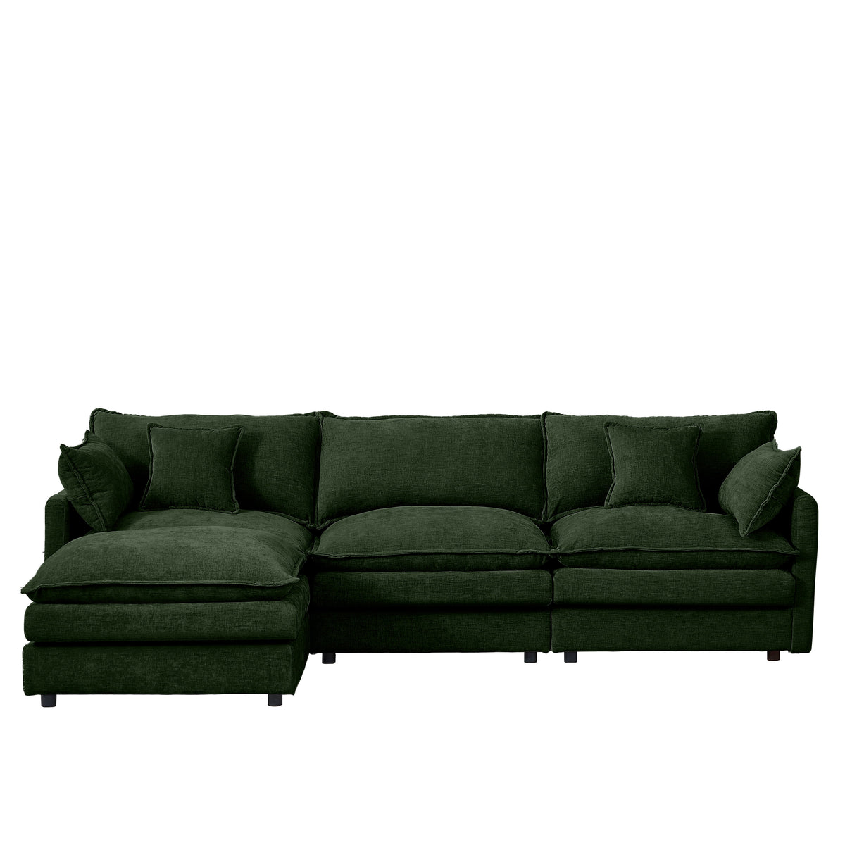 CKEASEAN 102" Chenille Modular Sectional Sofa with Ottoman, 3-Seater L-Shape Cloud Couch with Upholstered & Pillow, Comfy Cloud Sofa for Living Room, Bedroom, Apartment, Office, Easy Assembly
