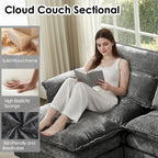 UBERLYFE 157" U Shaped Cloud Modular Sectional Sofa, Double Chaise with USB Charging, Hidden Storage & Cup Holders, Living Room Furniture, Gray
