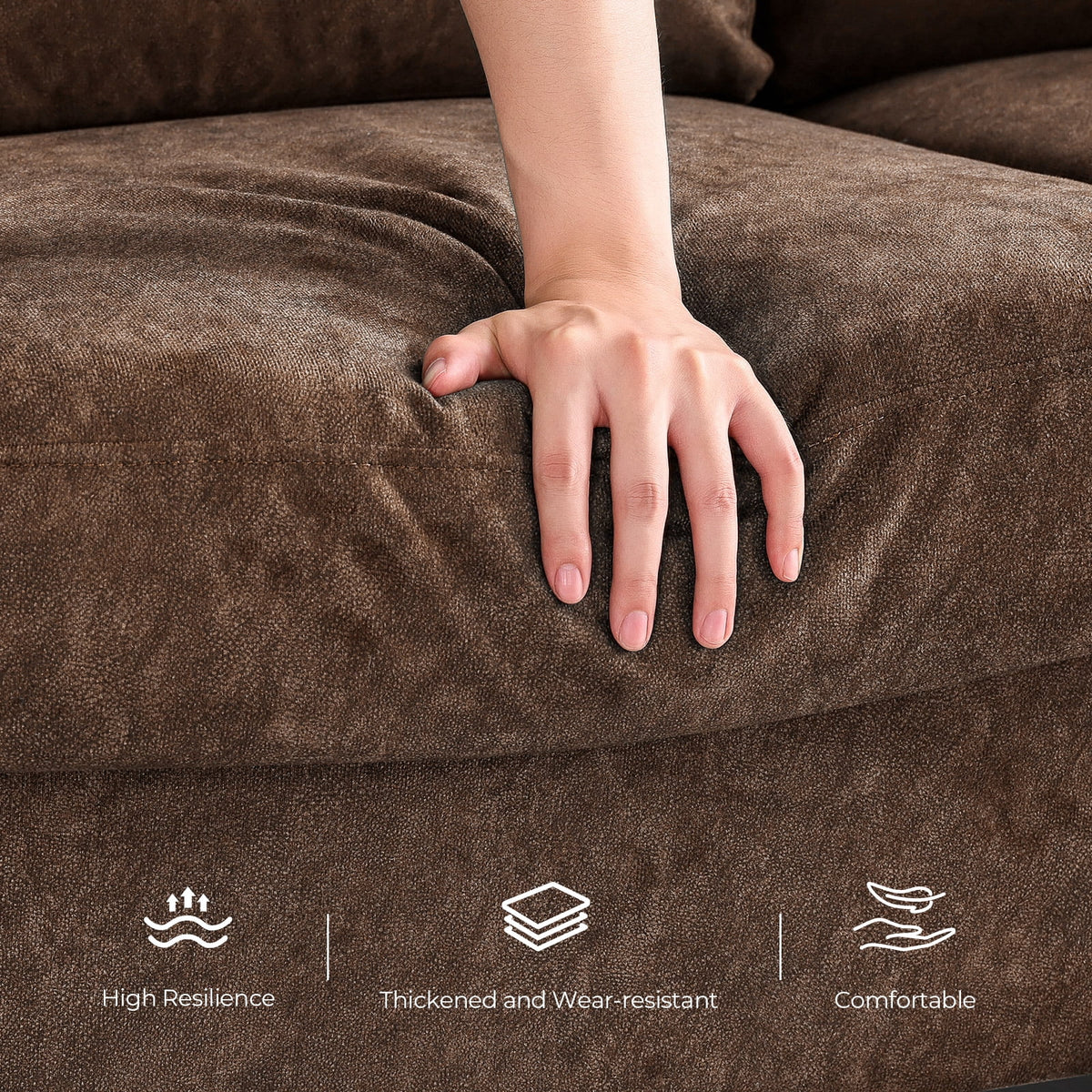 BLAZANT 90 Inch Sofa Couch, 3 Seater Couches with Deep Seats, Modern 3-Seat Sofa for Living Room Apartment Lounge, Detachable Sofa Cover, Brown