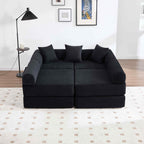 Timbernest 106" Oversized L-Shaped Cloud Couch, Convertible Sleeper Sofa, Folding Corduroy Sofa Bed for Living Room, Black