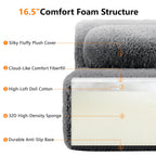 Homefun 114" L-Shaped Plush Sectional Sofa with Movable Ottoman No Assembly 32D Sponge Anti-Slip Bottom,Dark Grey
