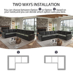  Sectional Sofa, Pull Out Sofa Bed King Size, 6 Seat Chenille Sofa Couch Convertible Sleeper Sofa Bed for Living Room Dark Gray