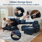 Sectional Couches Sofas Sleeper Bed U shape with Storage for Living Room Family Rooms Blue