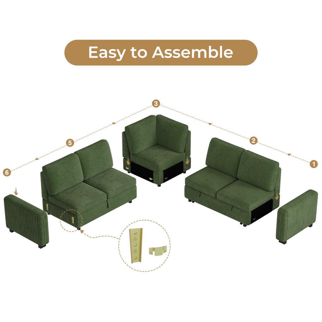  Sectional Sofa with Storage Seat L Shaped Couch with Reversible Chaise Convertible Sectional Couches for Living Room, Green