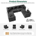  130" 8-Piece Modular Sectional Sofa, Boneless Cloud Couch with Extra Deep Seats, Washable Chenille Sofa Set for Living Room, Chenille Dark Gray