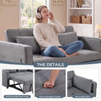  2-Pack 3 in 1 Convertible Sleeper Sofa Bed, 2-Seater Futon Couch with Storage Pockets, Adjustable Backrest for Guest Room, Airbnb, Gray