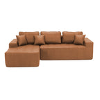  108" Sectional Sofa, Modular Sectional Couch with Right Chaise, Deep Seat Faux Leather Cloud Sofa for Living Room
