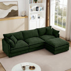 CKEASEAN 102" Chenille Modular Sectional Sofa with Ottoman, 3-Seater L-Shape Cloud Couch with Upholstered & Pillow, Comfy Cloud Sofa for Living Room, Bedroom, Apartment, Office, Easy Assembly