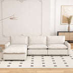 Sdorens Oversized Modular Sectional Sofa with Power Recliner,Cloud Heated Seat Reclining Couch,Charging Cup Holders,Deep L-Shaped 3 Seater with Ottoman,Beige