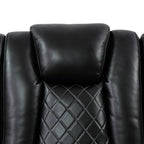  Black 3-Piece Multifunctional Smart Sofa with Console & Cup Holders, Solid Wood Frame, Double-Layer Springs and Air Leather