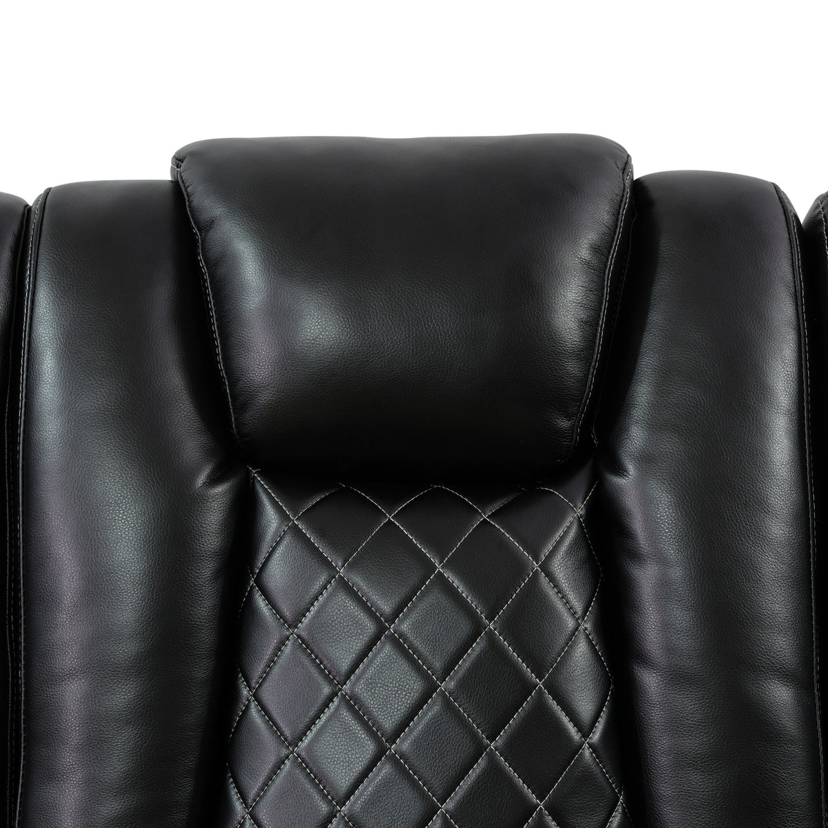  Black 3-Piece Multifunctional Smart Sofa with Console & Cup Holders, Solid Wood Frame, Double-Layer Springs and Air Leather