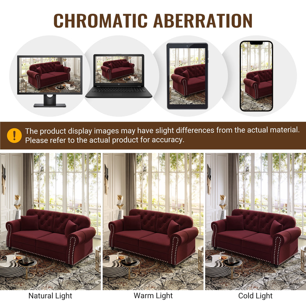  Modular Sectional Sofa, 4 Seat Velvet Sofa Couch Convertible Sofa Bed for Living Room Red