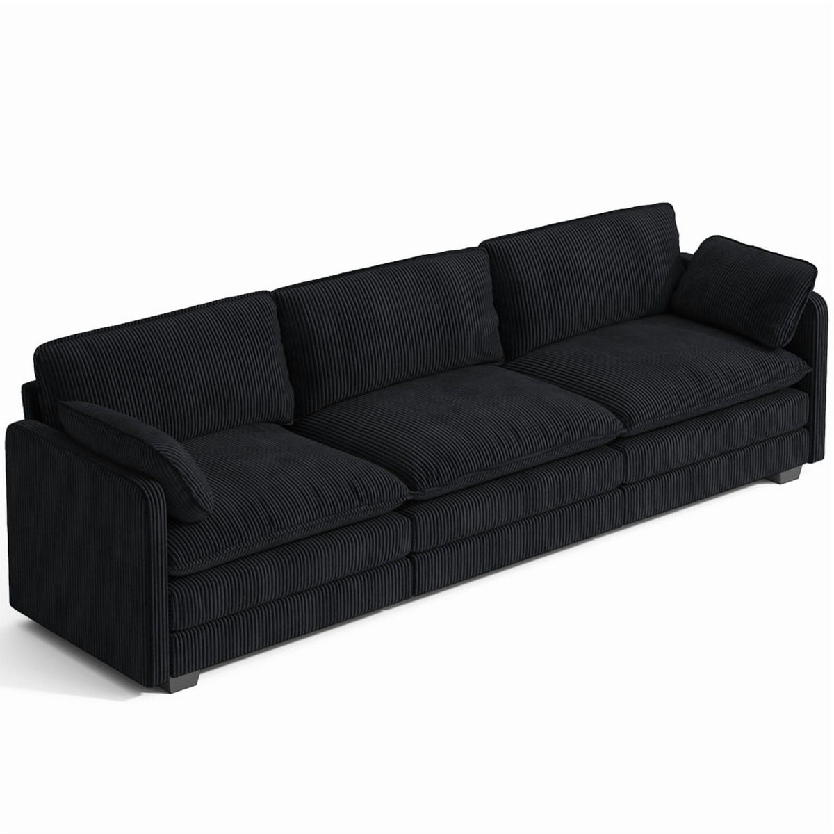  Cloud Like Comfort Sofa,Double?Layer High?Resilience Memory Foam Cushion,Removable Zippered Cover with 2 Pillows for Living Room, Bedroom, Apartment & Small Family,Black