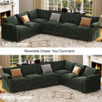 Oversized Modular Sectional Sofa,L Shape 6-Seat Cloud Couch,Comfy Chenille Deep Seat Sofa for Living Room, Apartment,Green
