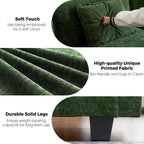 CDCASA 113" Modular Sectional Sofa with Movable Ottoman, 4-Seat Large L Shaped Couch with Deep Seat, Comfy Chenille Sectionals for Living Room, Green