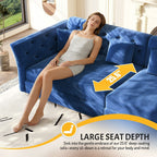  100" Pull Out Sofa Bed King Size, Loveseat Sleeper Sofa Couch Convertible Sofa Bed, Velvet Sofa for Living Room Blue