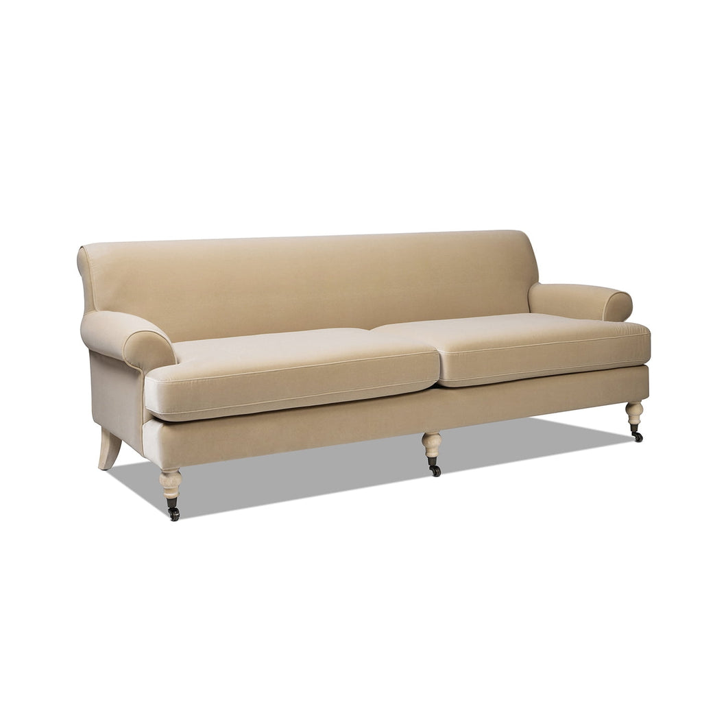 Jennifer Taylor Home Alana 88" Lawson Living Room Two-Cushion Tightback Sofa Couch with Metal Casters, Fawn Brown