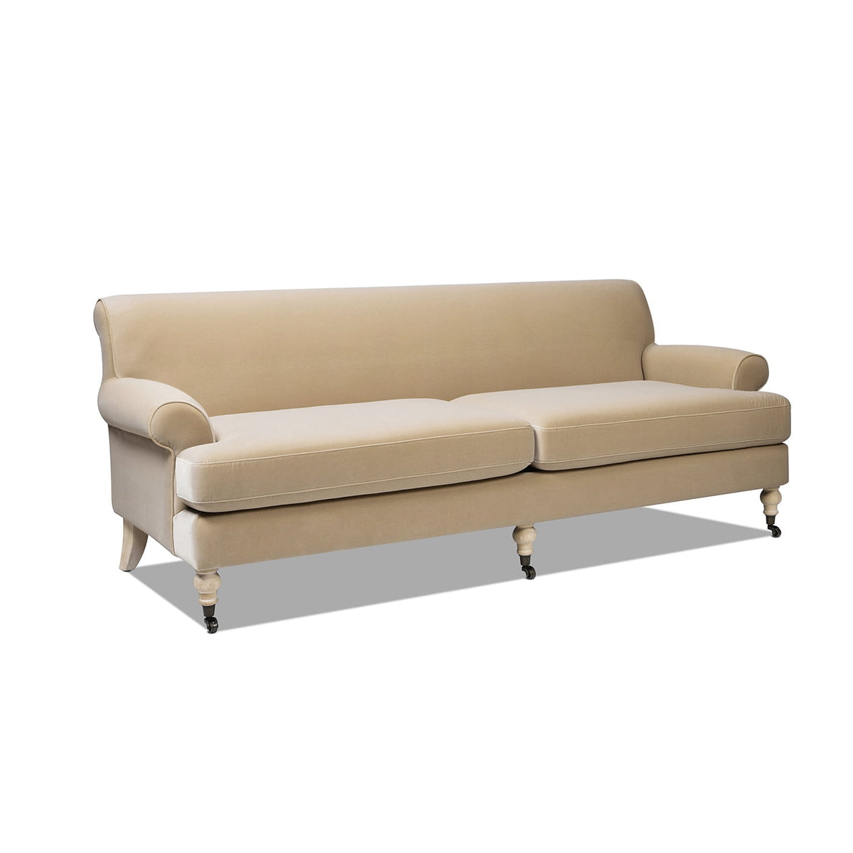 Jennifer Taylor Home Alana 88" Lawson Living Room Two-Cushion Tightback Sofa Couch with Metal Casters, Fawn Brown