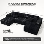 137" U-Shaped Sectional Sofa with Chaise, Modular Cloud Sectional Couch with Deep Seat for Living Room, Modern Boneless Couch with Back Cushion, Pillow, Ottoman, No Assembly Required, Corduroy Fabric