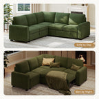  Sectional Sofa with Storage Seat L Shaped Couch with Reversible Chaise Convertible Sectional Couches for Living Room, Green