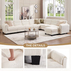  Convertible Sectional Sofa Modular Sofa with Ottoman, Freely Combinable Configurable Couch for Living Room Oat