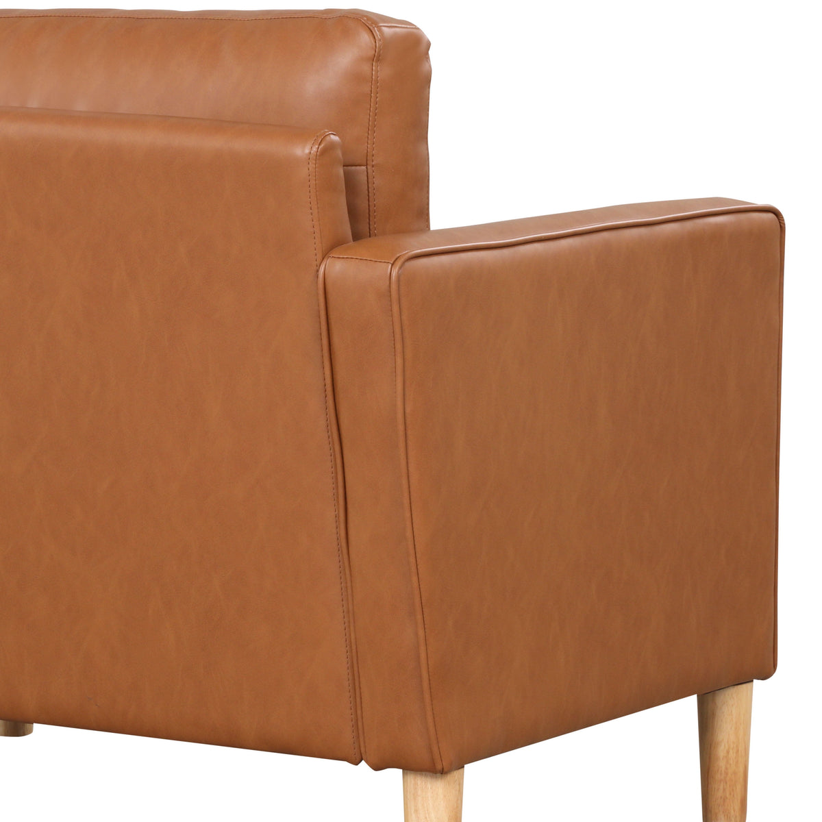 Studio Living Lorelei Mid-Century Modern Sofa, Caramel Brown Faux Leather