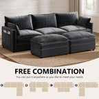 FANRAL 108" U-Shaped 5 Seat Modular Sectional Sofa, Sleeper Couch with Ottoman & Side Pockets, Modern Deep Seat Cloud Couch with Chaise for Living Room Bedroom Office,Gray Sectional Couch