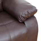  Brown 3-Seater Reclining Sofa - Air Leather Upholstery with High-Elastic Sponge for Living Room & Office