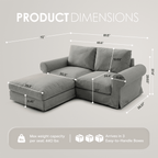 Vorthio 81.9" Oversized Loveseat Cloud Couch with Ottoman, Deep Wide Seat Slipcovered Sofa, Rolled Arms, Washable Fabric, Easy Assembly, Grey