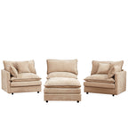 Eyisean 102" Chenille Modular Sectional Sofa with Ottoman, 3-Seater L Shape Cloud Couch with Upholstered & Pillow, Comfy Sleeper Sofa for Living Room, Bedroom, Office, Easy Assembly