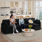  Cloud Like Comfort Sofa,Double?Layer High?Resilience Memory Foam Cushion,Removable Zippered Cover with 2 Pillows for Living Room, Bedroom, Apartment & Small Family,Black