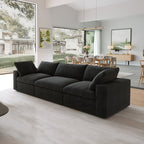 Sdorens Free Convertible Sectional Sofa Modular Couch,Modern Linen Fabric Sofa for Living Room,Apartment and Small Space,3-Seat Sofa,Black